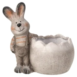 Staand konijn met pot 17cm 2 assorti