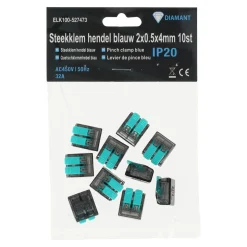 Steekklem hendel blauw 2x0.5x4mm 10st