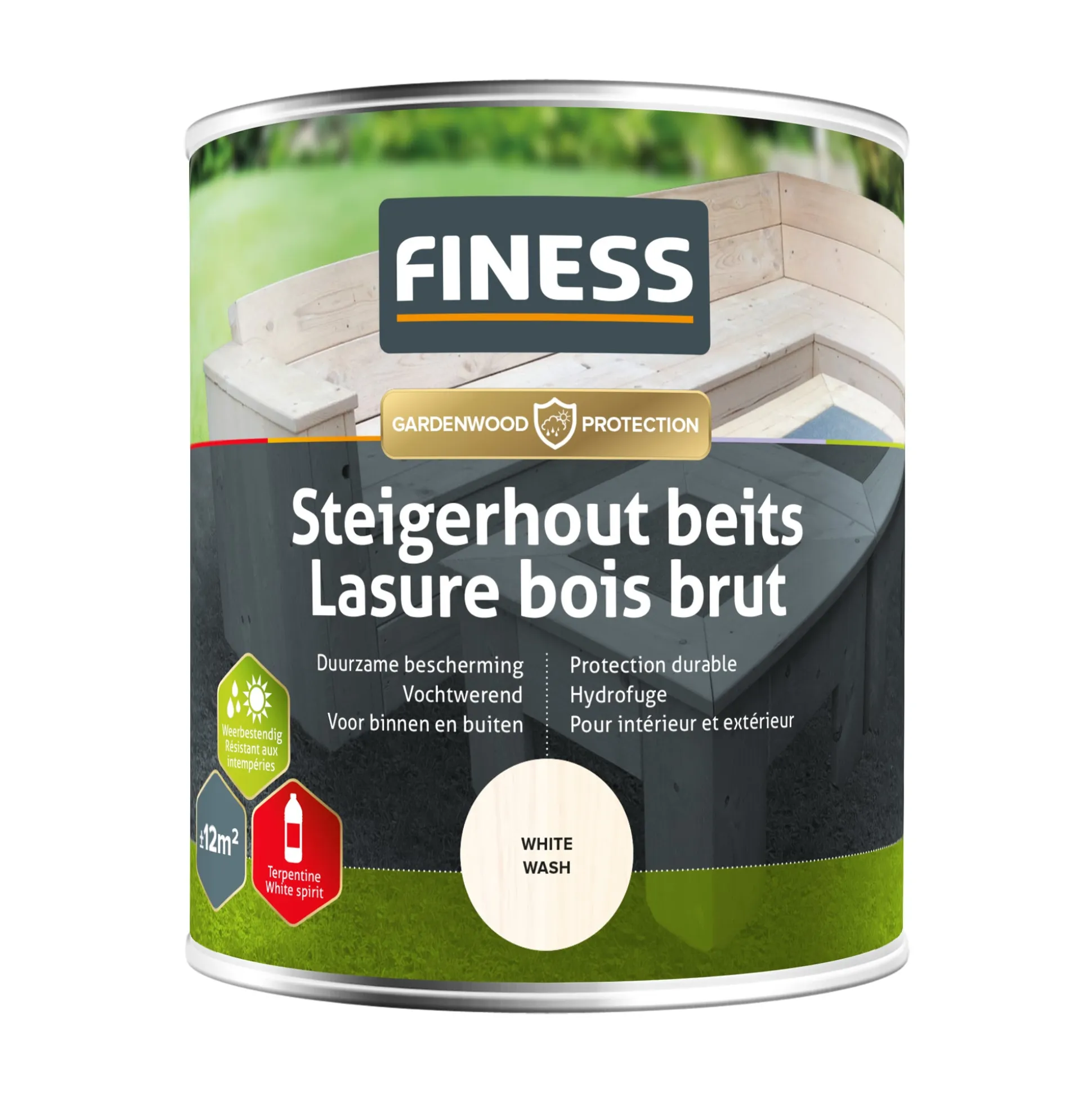 Steigerhoutbeits whitewash 750ml Finess