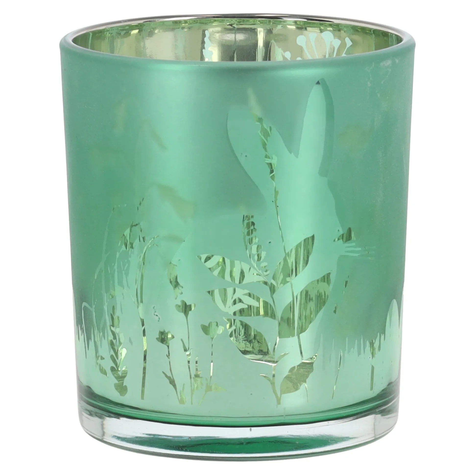 Theelicht glas konijn groen 10cm