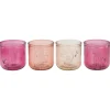 Theelicht glas roze 9 x 9 cm 4 assorti