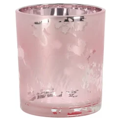 Theelicht glas vlinder roze 10cm