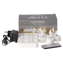 Theelicht LED 6 stuks - warm wit - oplaadbaar