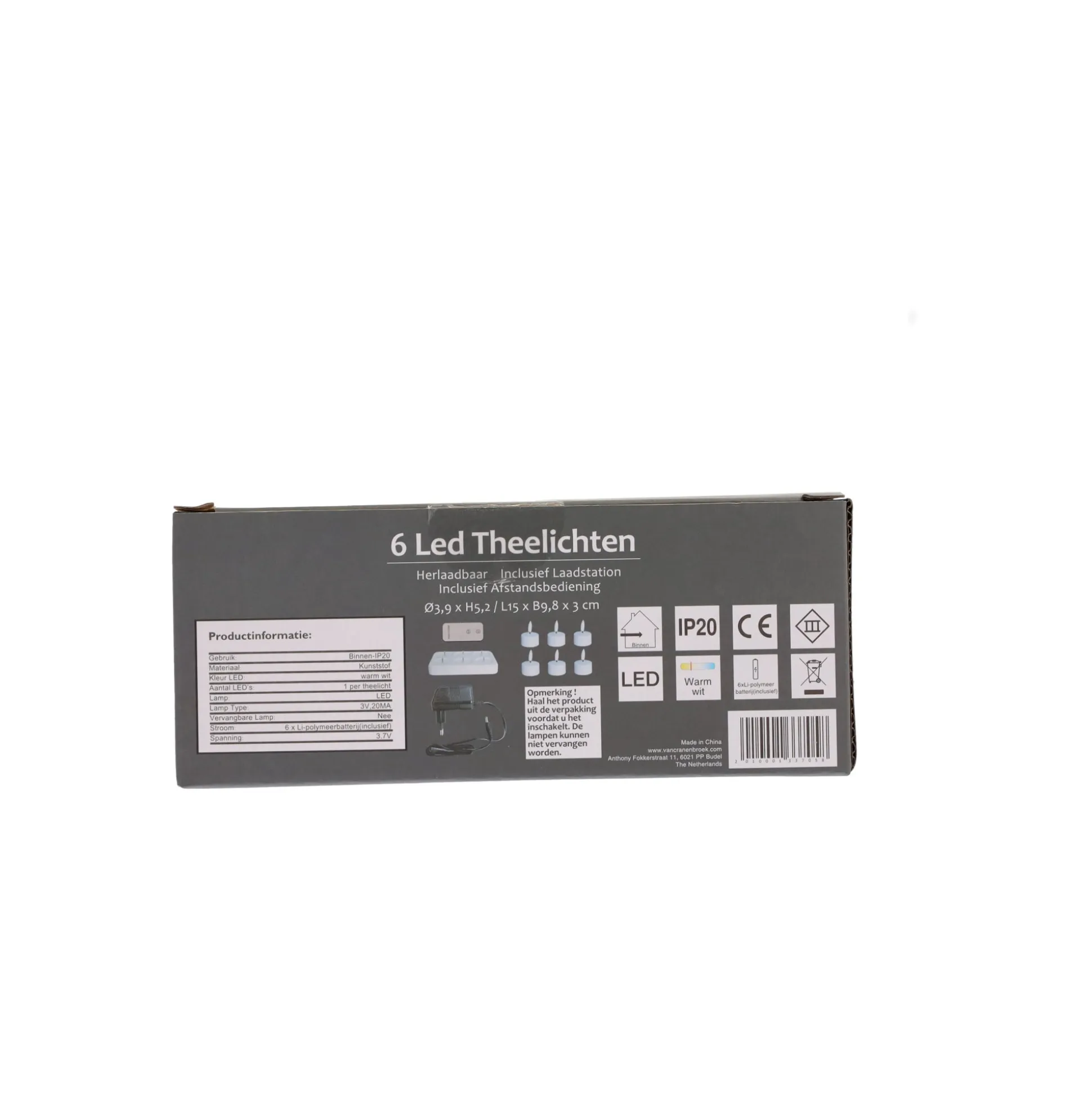 Theelicht LED 6 stuks - warm wit - oplaadbaar