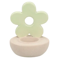 Theelichthouder bloem groen 12cm
