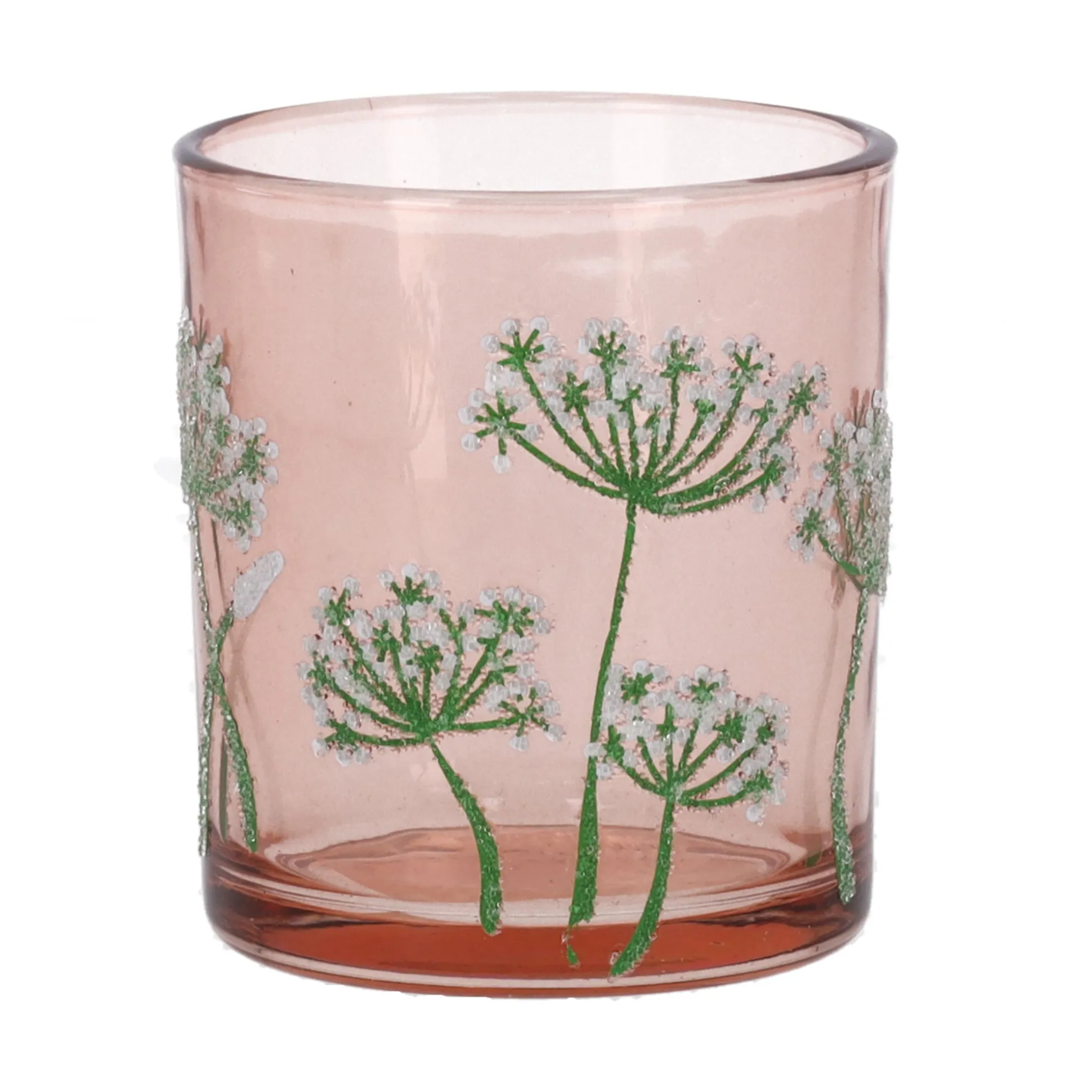 Theelichthouder glas bloemen 8 cm