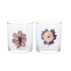 Theelichthouder glas bloem 8 cm