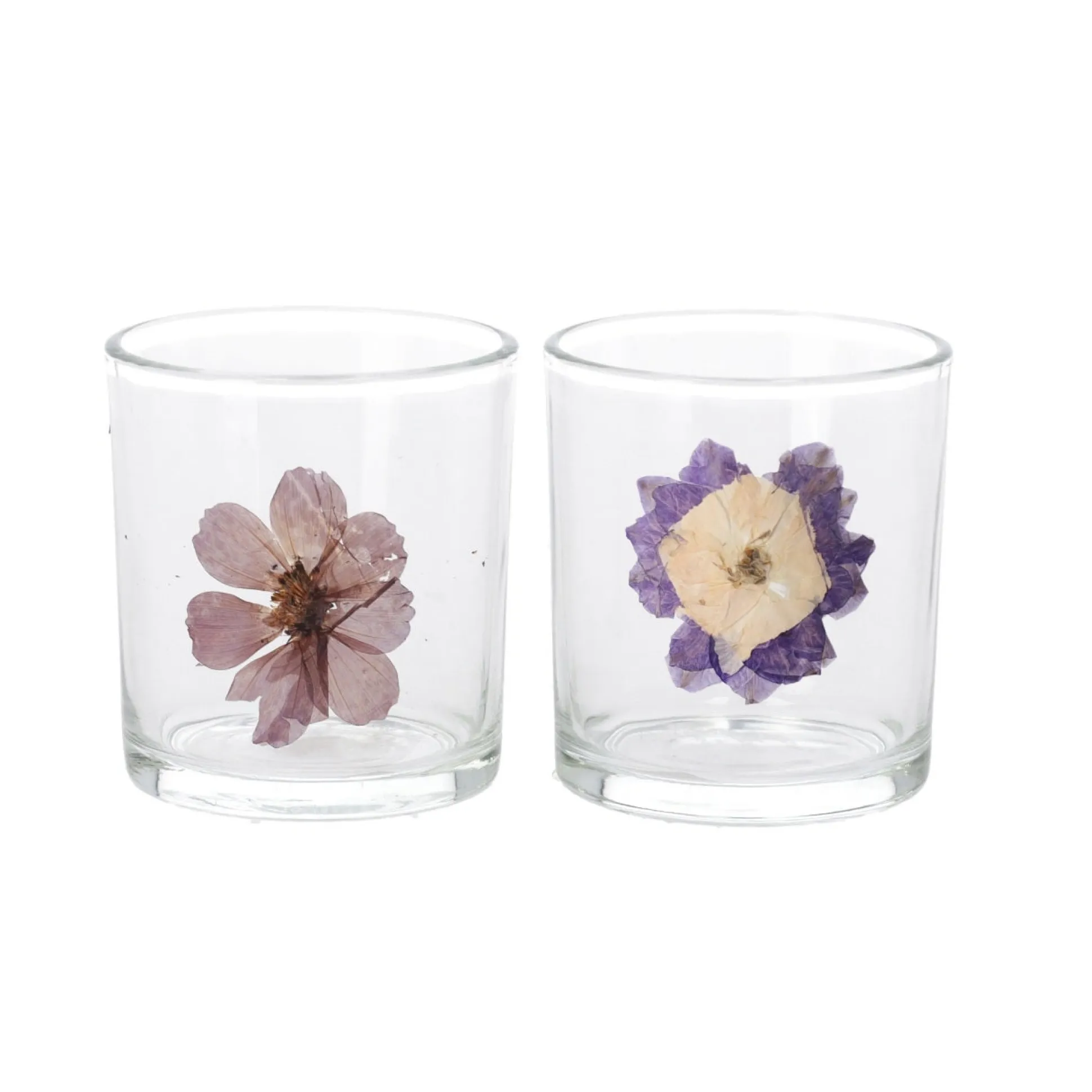 Theelichthouder glas bloem 8 cm