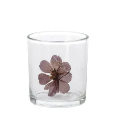 Theelichthouder glas bloem 8 cm