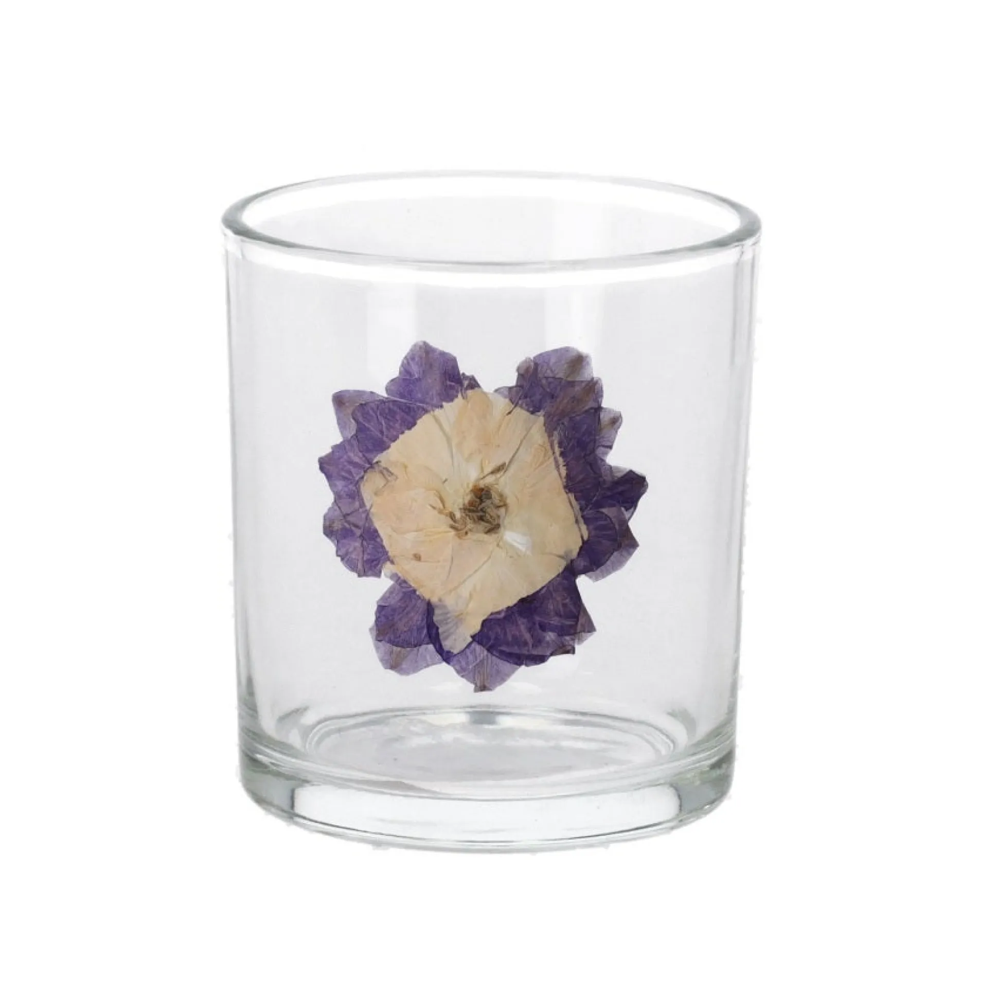 Theelichthouder glas bloem 8 cm