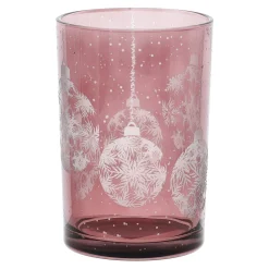 Theelichthouder glas kerstbal 12 x 18 cm