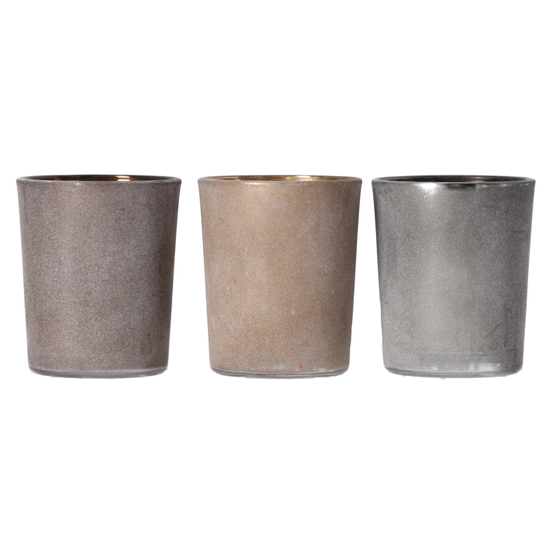 Theelichthouder glas rustiek 6 cm 4 assorti