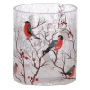 Theelichthouder glas vogels 9 x 9 x 10 cm