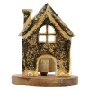 Theelichthouder huis mango 13 x 10 cm