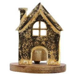 Theelichthouder huis mango 13 x 10 cm
