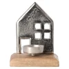 Theelichthouder huis metaal 12 x 10 cm