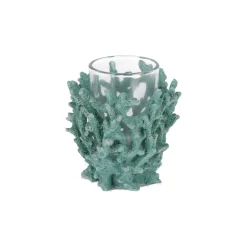 Theelichthouder koraal 8 cm blauw