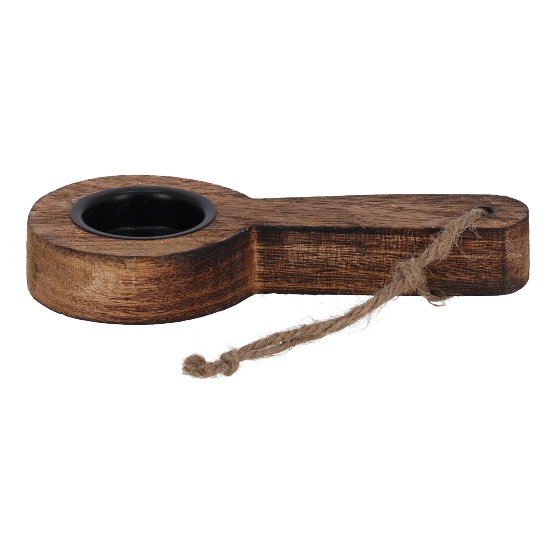 Theelichthouder lepel hout 25 cm