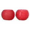 Theelichthouder van glas rood 10 x 10 x 8 cm