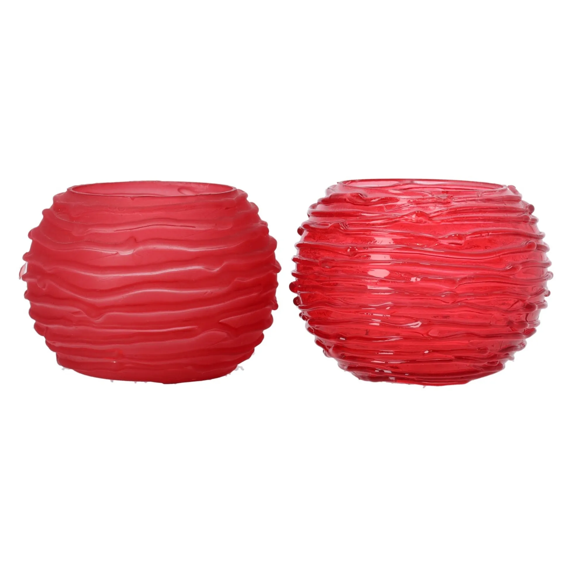 Theelichthouder van glas rood 10 x 10 x 8 cm