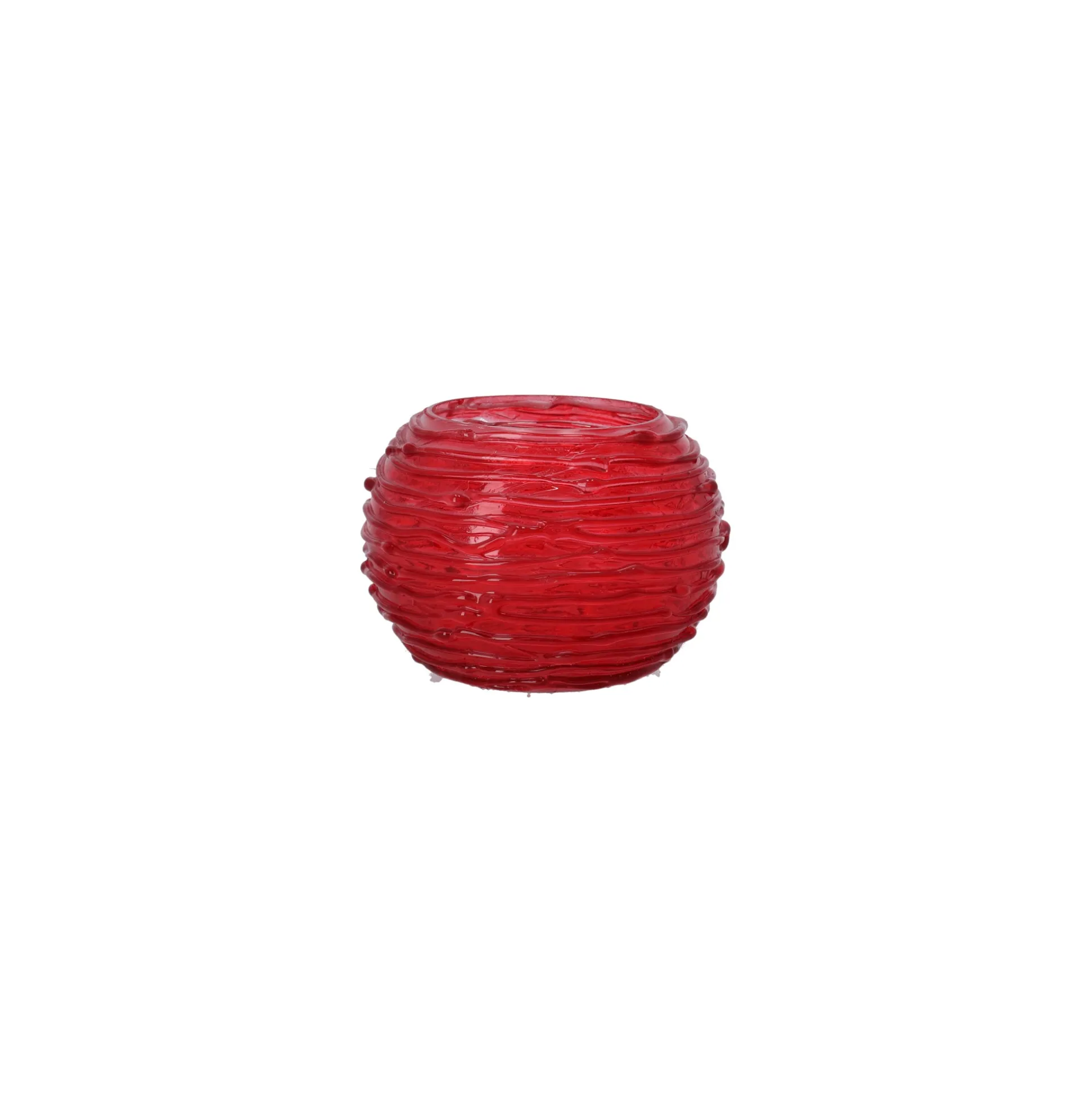 Theelichthouder van glas rood 10 x 10 x 8 cm