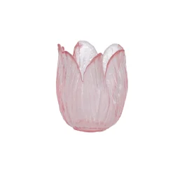 Theelichthouder van glas met bloemmotief, 7 cm diver...