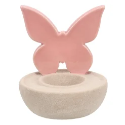 Theelichthouder vlinder roze 12cm