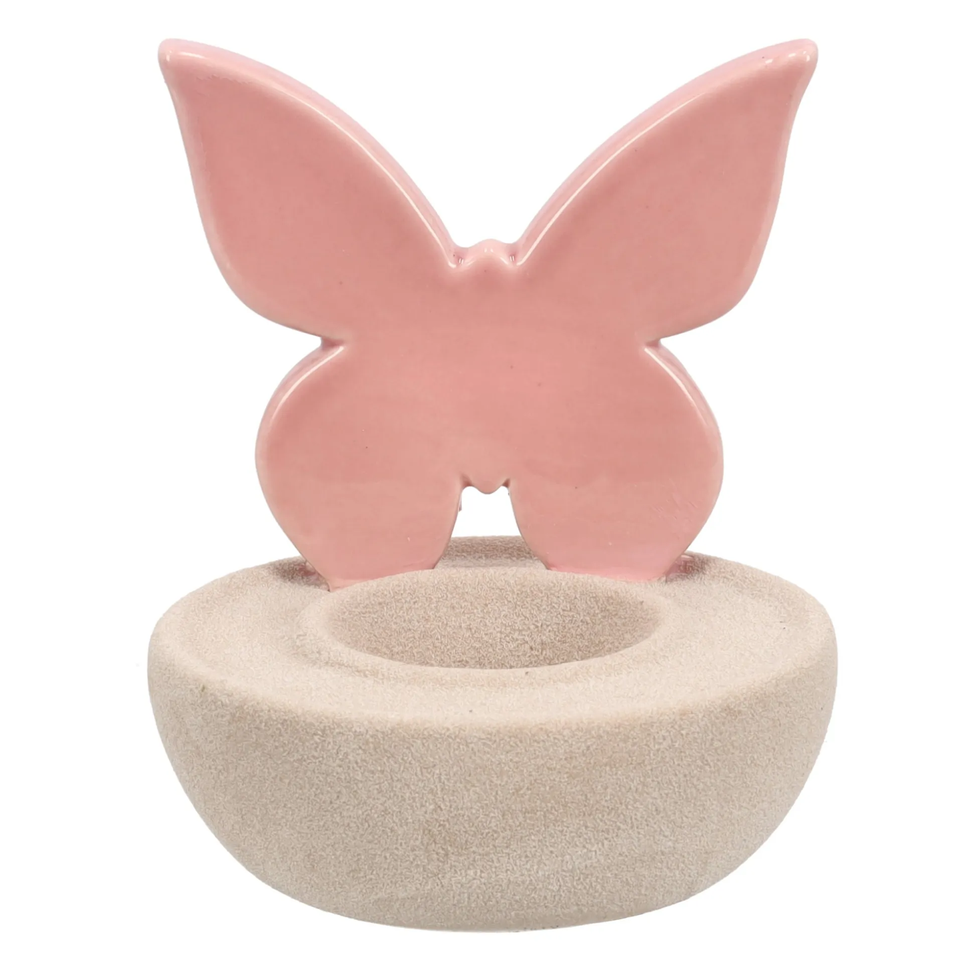 Theelichthouder vlinder roze 12cm