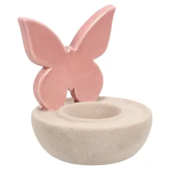 Theelichthouder vlinder roze 12cm