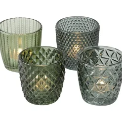 Theelichtouder 8 cm 4st. groen