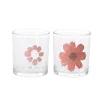 Theelichtouder glas bloem roze 8 cm