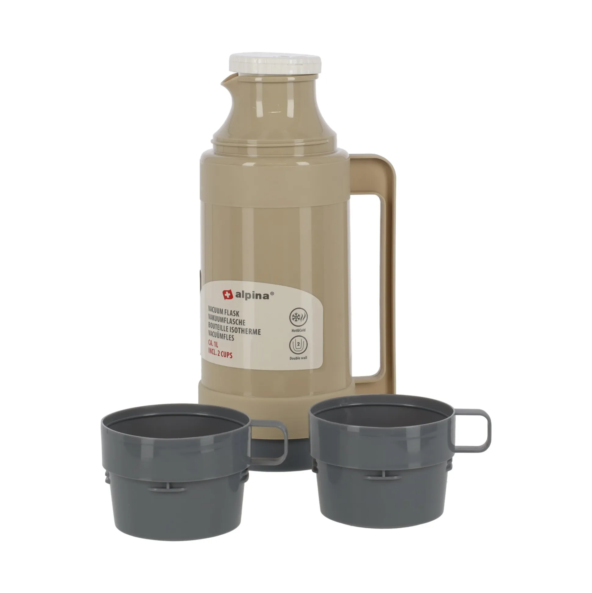 Thermoskan + 2 kopjes 1L Alpina