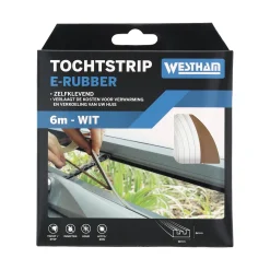 Tochtstrip E-rubber 6 meter wit