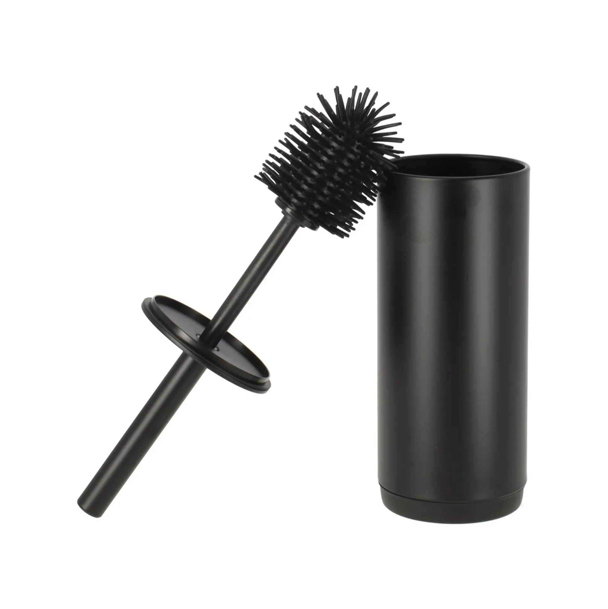 Toiletborstel met houder soft close zwart