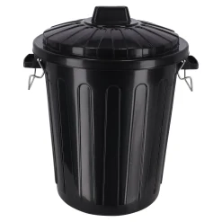 Ton met deksel zwart 46L Curver