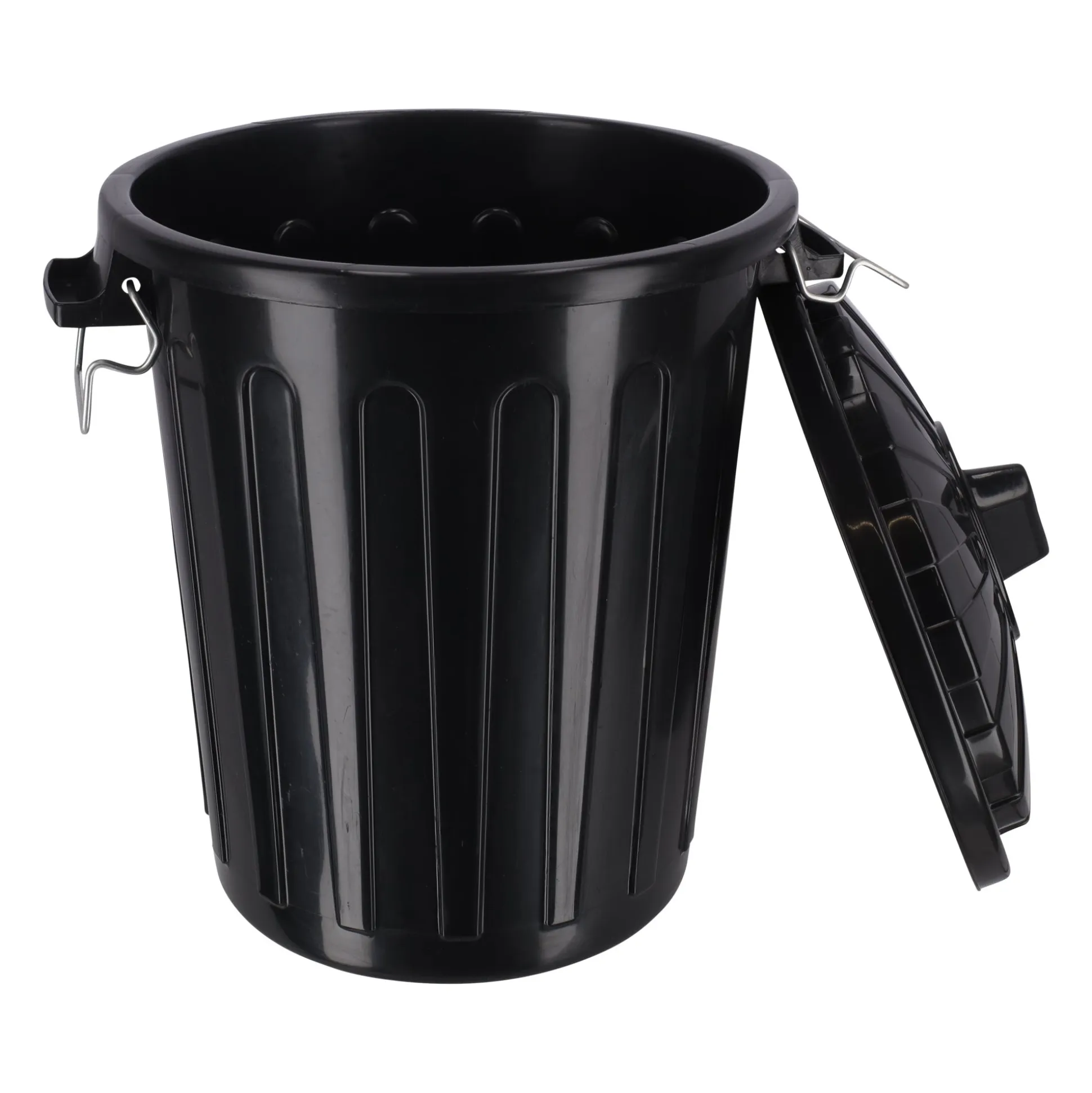 Ton met deksel zwart 46L Curver