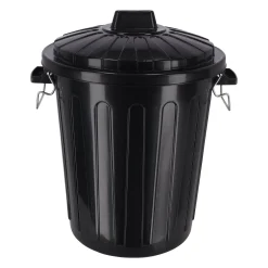 Ton met deksel zwart 70L Curver
