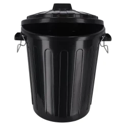Ton met deksel zwart 70L Curver