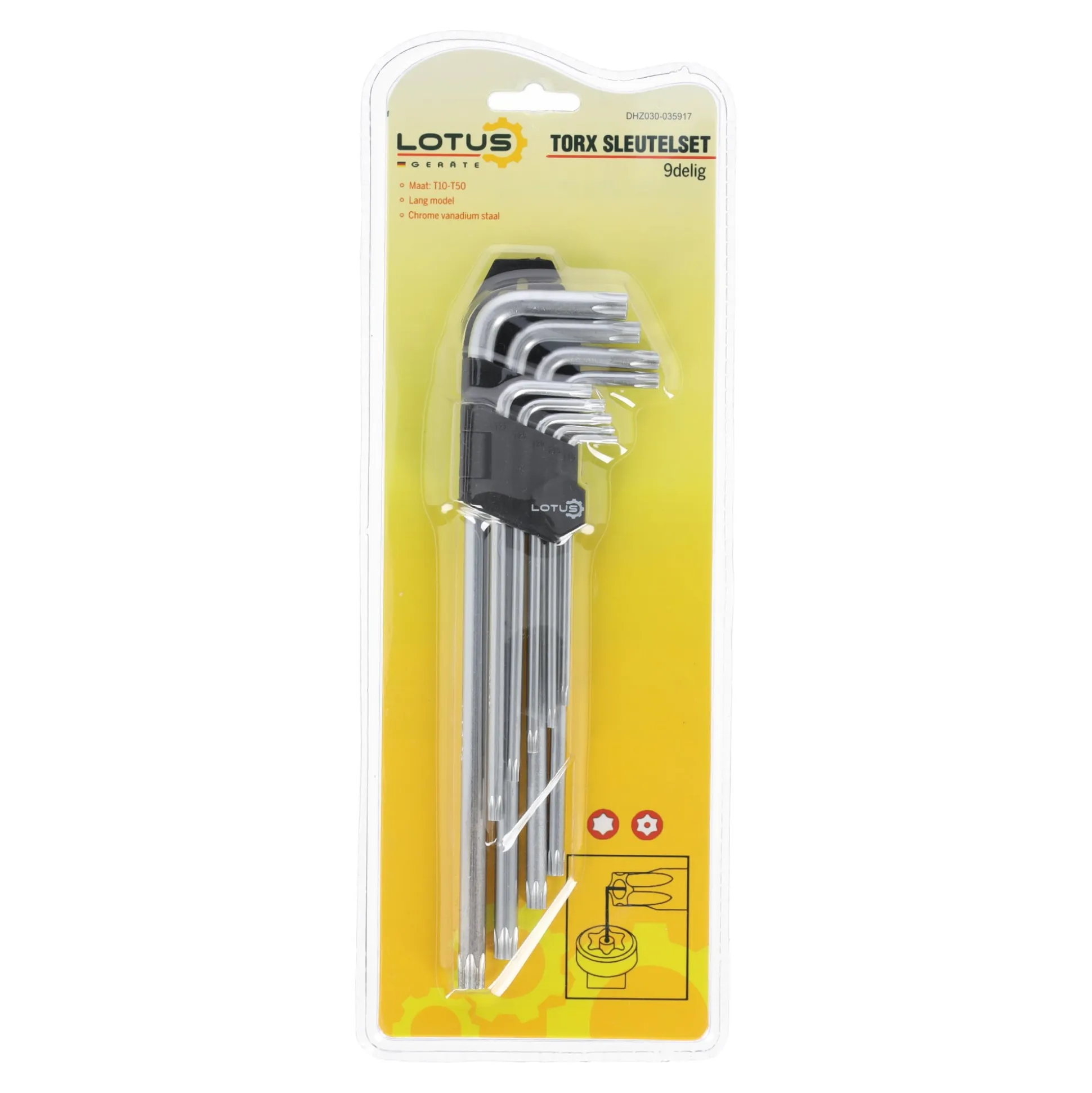 Torx sleutelset lang 9-delig CV