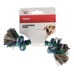 Touw hond kleur 2 knopen mini
