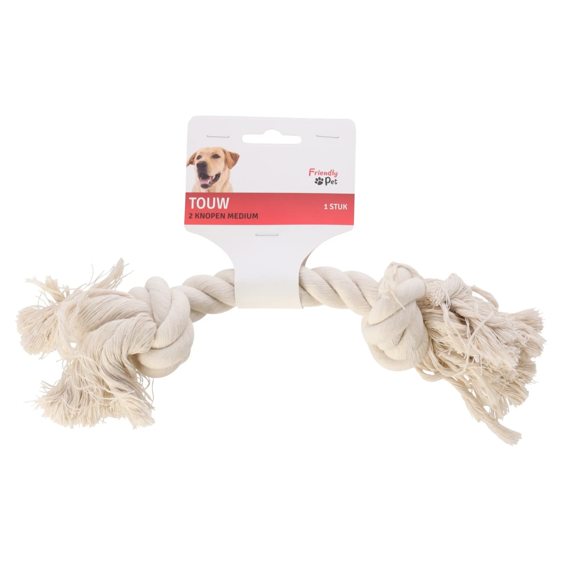 Touw hond wit 2 knopen medium