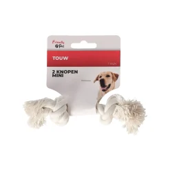 Touw hond wit 2 knopen mini