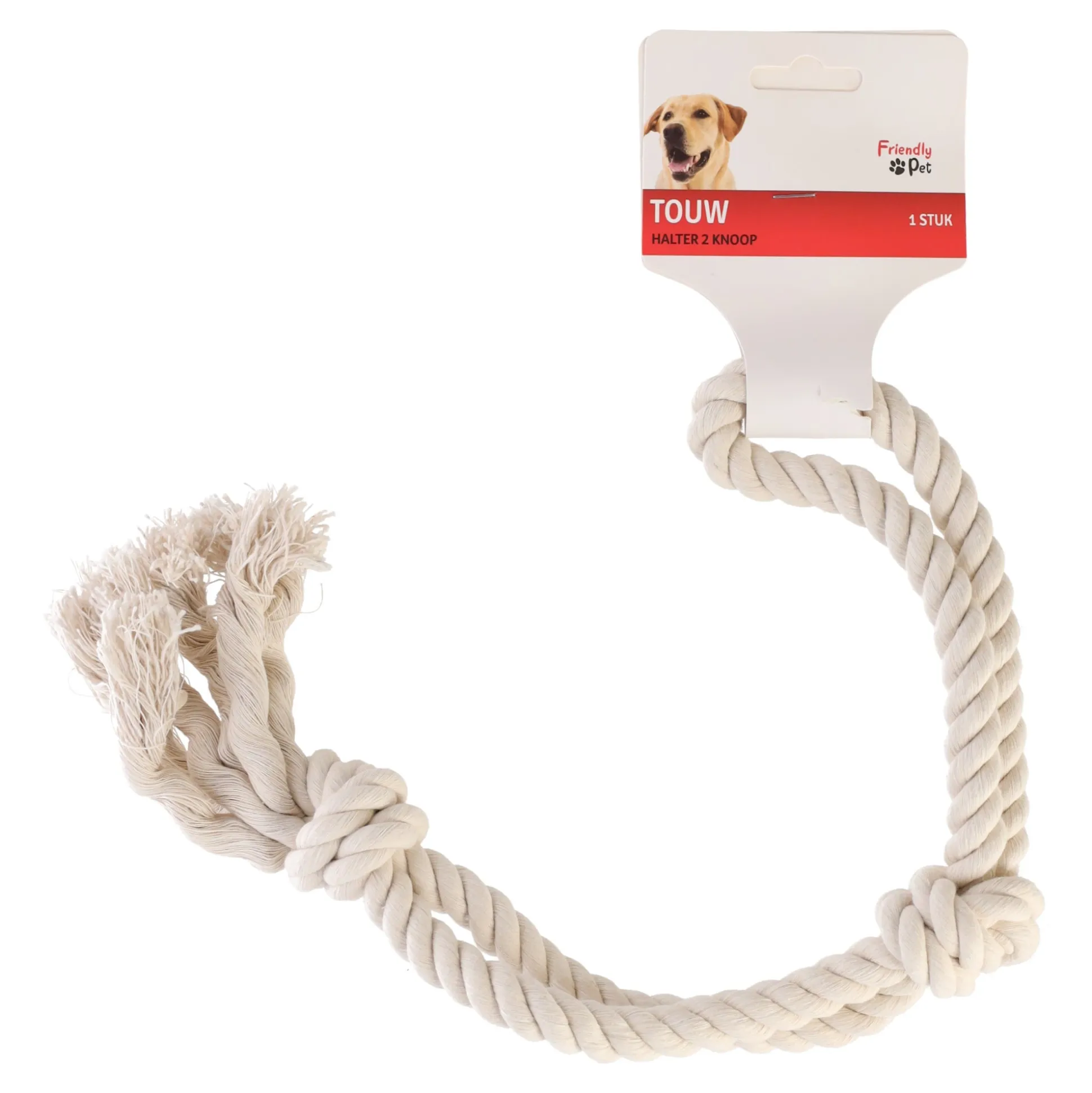 Touw hond wit halter 2 knoop