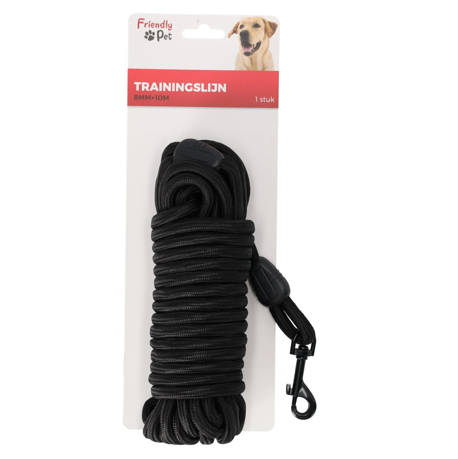 Trainingslijn hond 8mm 10M zwart