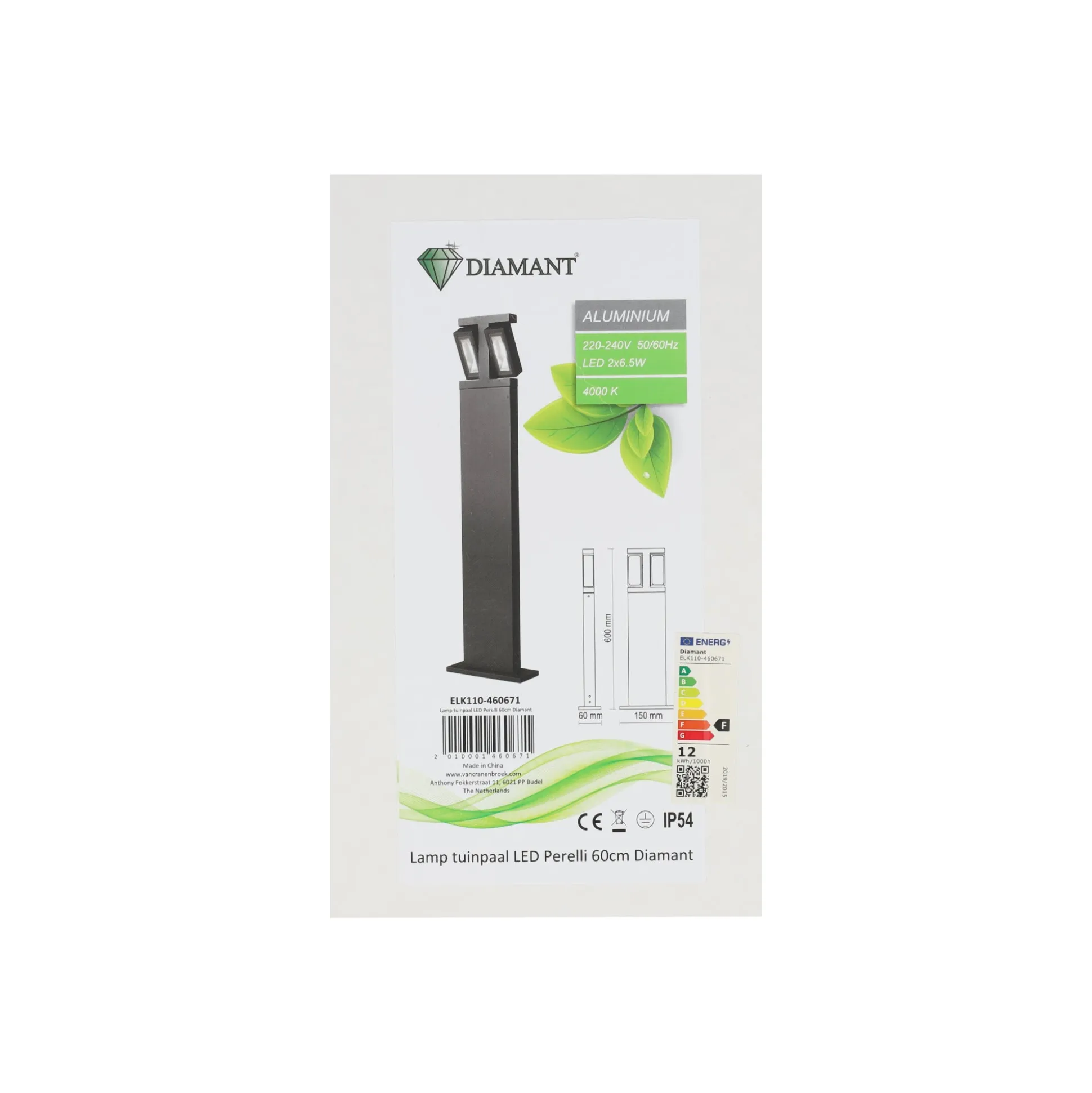Tuinpaal LED Perelli 60cm Diamant