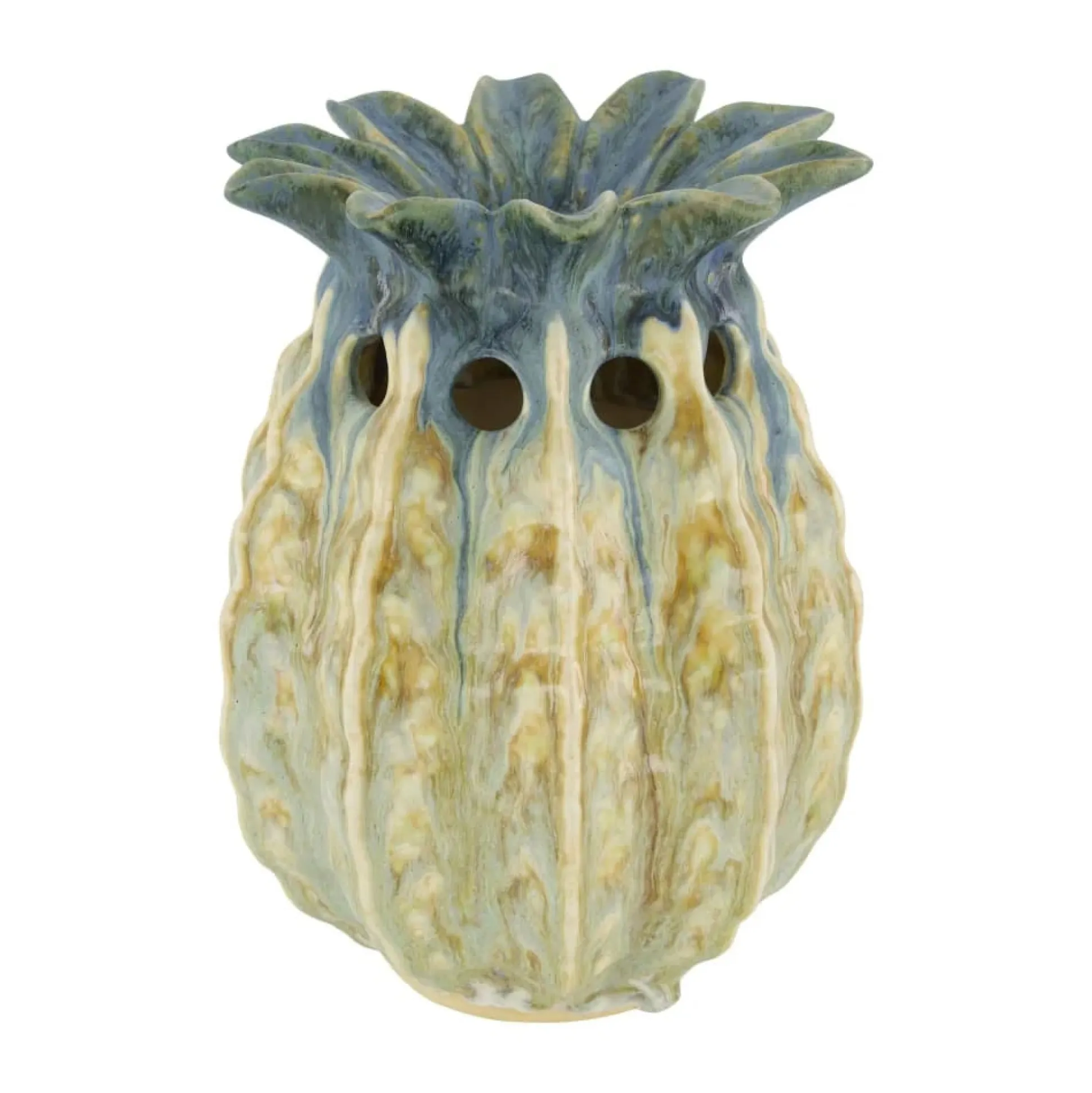Vaas ananas keramiek blauw 19 x 19 x 25 cm