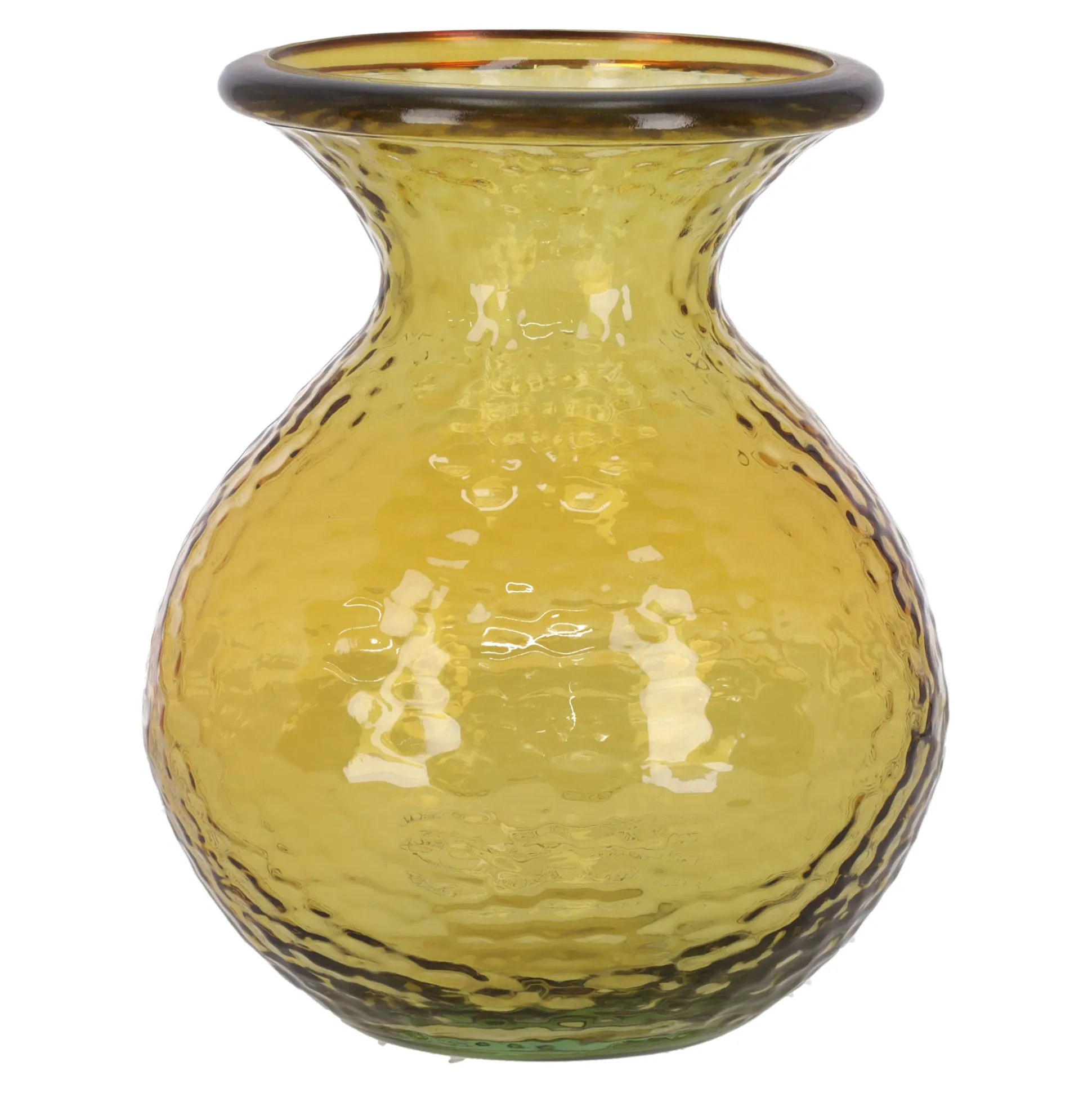 Vaas glas recycle 24 cm geel