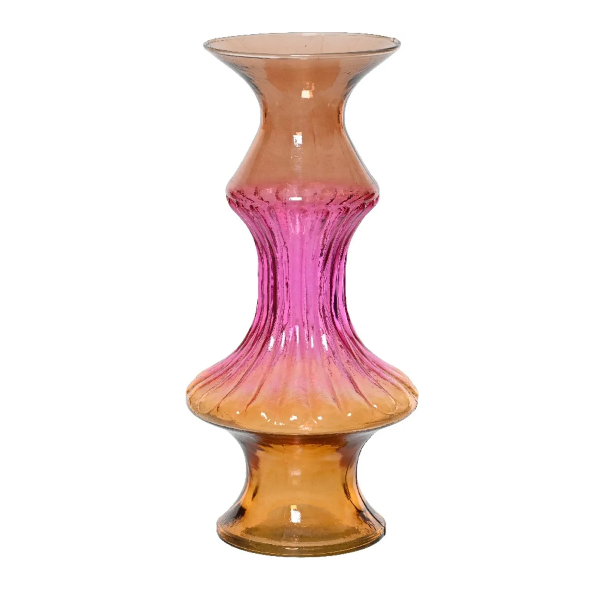 Vaas glas recycle roze 29 cm