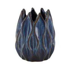 Vaas keramiek blauw 11 x 11 x 14 cm