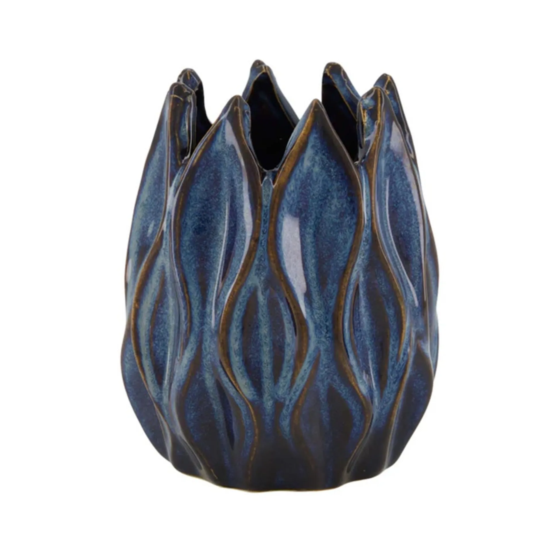 Vaas keramiek blauw 11 x 11 x 14 cm